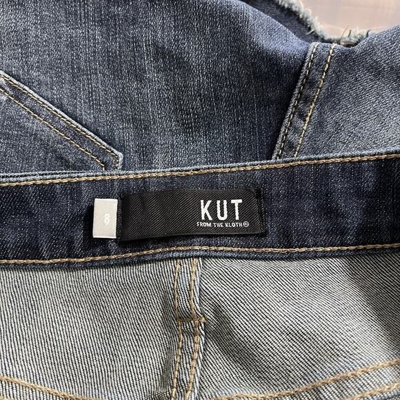 Kut From The Kloth Gidget Raw Hem Fray Jean Shorts Size 8 Dark Denim Summer NWT - Picture 5 of 7